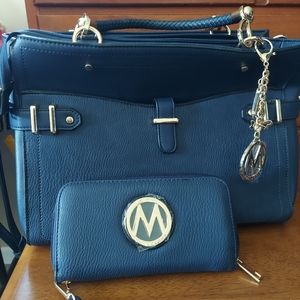 Mia K Satchel Purse with BONUS Wristlet Wallet